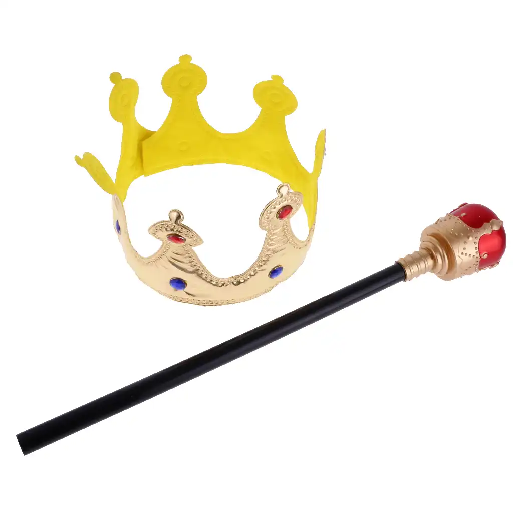 Dress Up America Kids Gold Crown and Scepter Props for Children