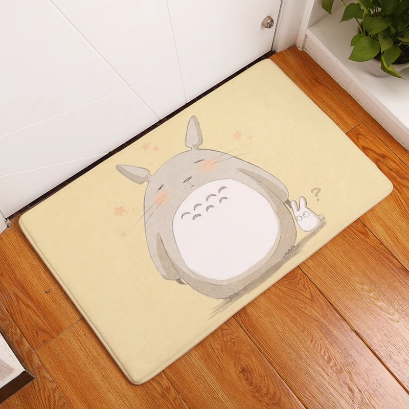 Cartoon Totoro Design Cassette Tape Printed Funny Rugs Durable Indoor Outdoor Floor Mat Coral Velvet Non Slip Bathroom Mats