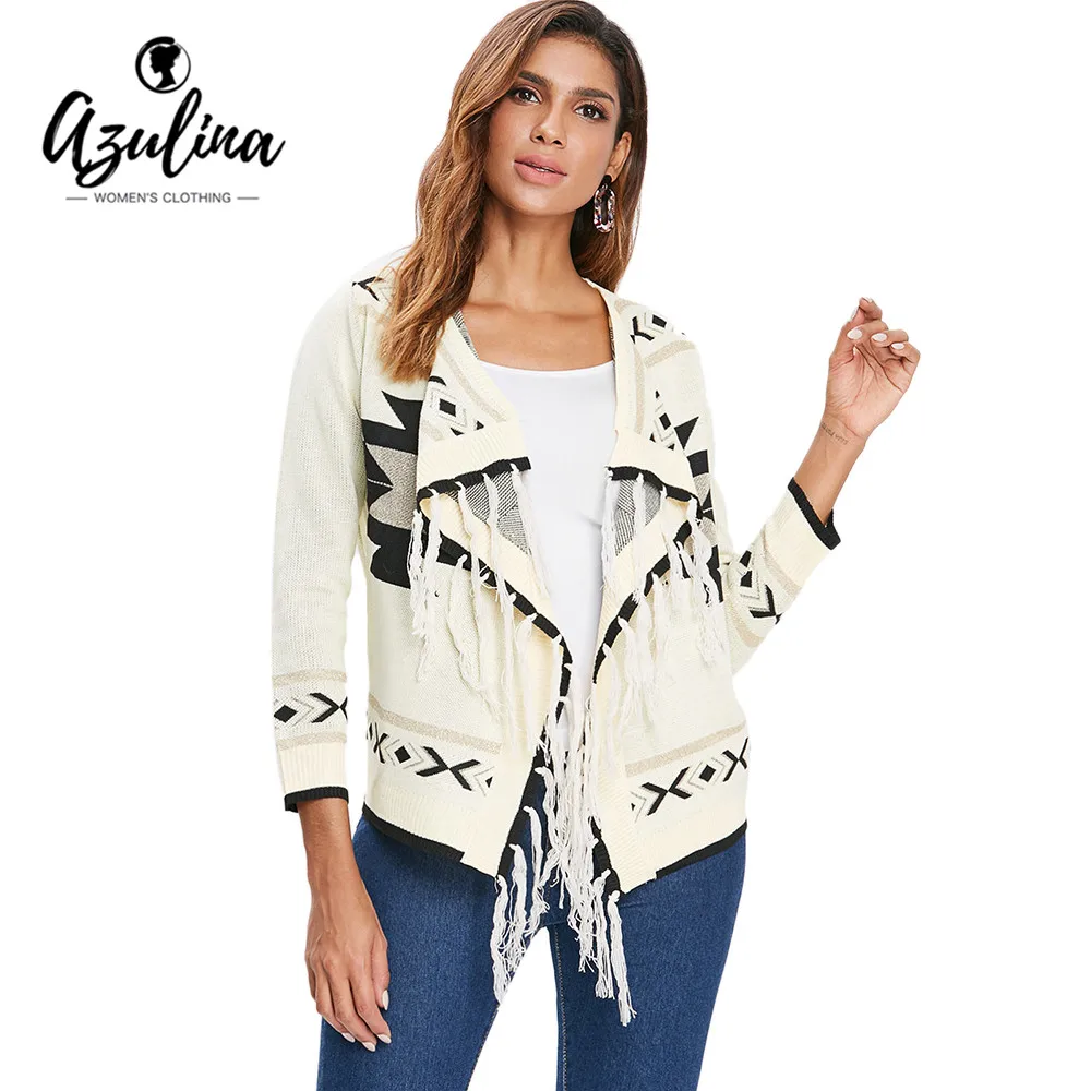 Aliexpress.com : Buy AZULINA Tassel Knit Aztec Cardigans