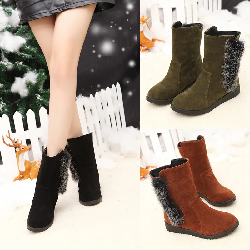 Новинка женская обувь зимние женские сапоги флоковые до середины икры для