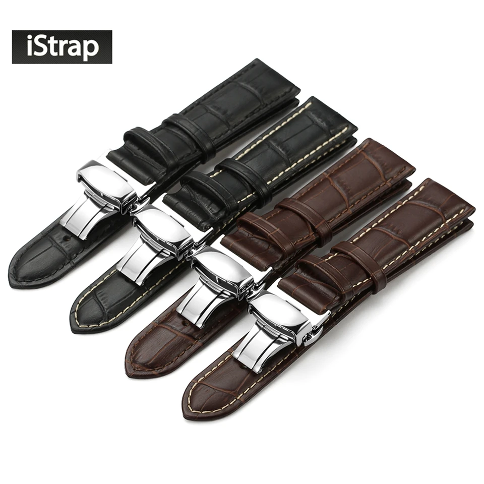Prix pour IStrap Véritable Bracelet En Cuir Avec Butterfly Boucle Bandes Croco Grain Bracelet pour montre de taille en 14 16 18 19 20 21 22 24mm Prix pour IStrap Véritable Bracelet En Cuir Avec Butterfly Boucle Bandes Croco Grain Bracelet pour montre de taille en 14 16 18 19 20 21 22 24mm
