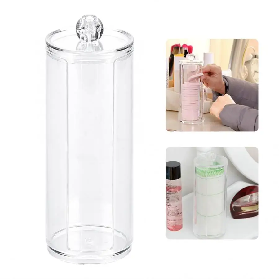 

Paper Towels Transparent Round Acrylic Cotton Pad Storage Case Organizer Puff Container Makeup Remover Wipes