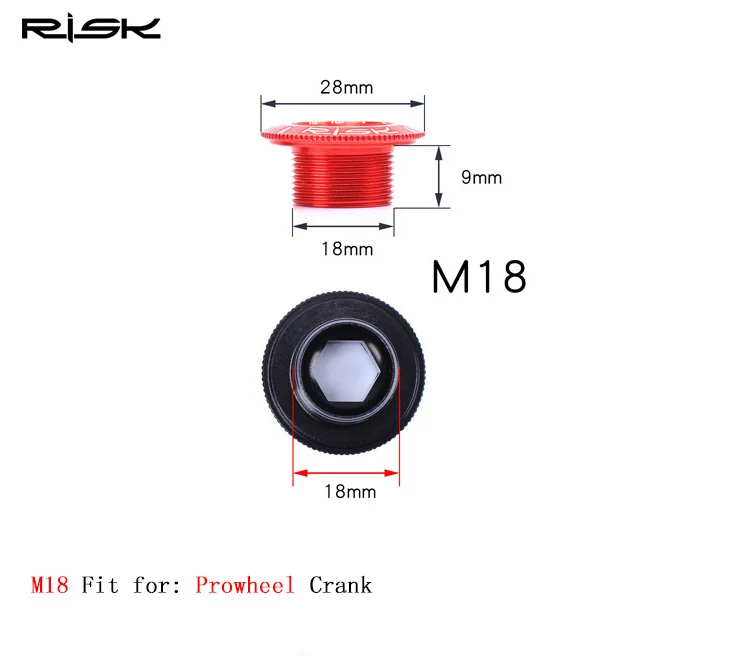 RISK M18X9 велосипедный кривошипный болт из алюминиевого сплава MTB дорожный велосипедный Нижний Кронштейн колпачок шатун винт для PROWHEEL крышка шатуна колпачок болты