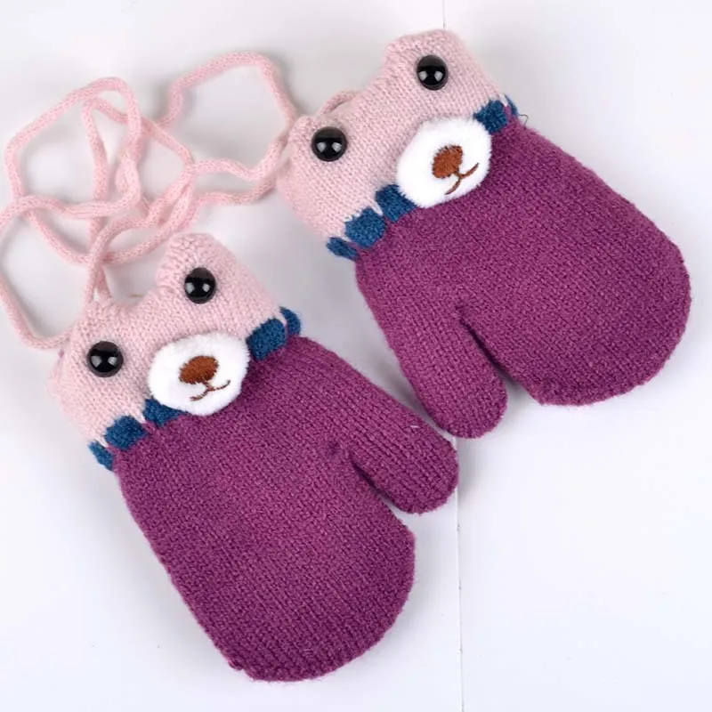 Bear Winter Baby Gloves Cartoon Warm Kids Mittens Knitted Cotton Baby Gloves For Girls Boys Crochet Mittens Baby Accessories (5)