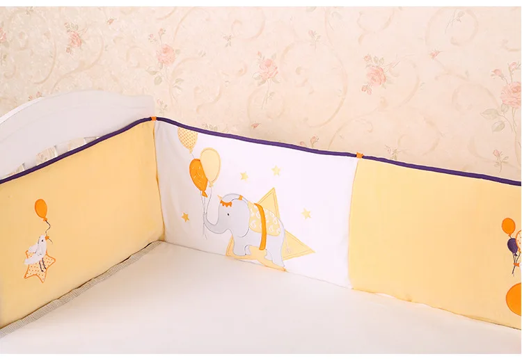 Мультфильм слон печати оранжевый детское постельное белье-бампер мягкий бархат протектор Crashproof постельные принадлежности спинка новорожденных кроватки бампер для малышей