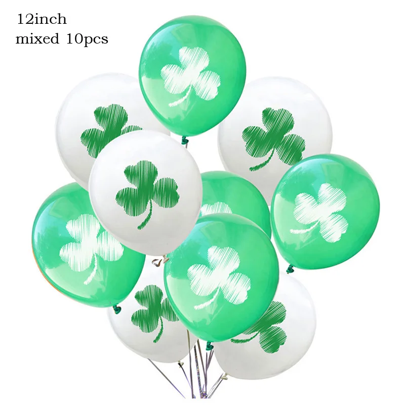 Leeiu 10 шт Зеленый Конфетти шары Счастливый День Святого Патрика украшения клевера латексные шары ирландский Трилистник вечерние поставки - Цвет: 3