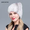 Suéter de punto para mujer de mediana edad en invierno, gorro de piel de visón, moda europea y americana, gorros de esquí de Estilo de gato ► Foto 3/6