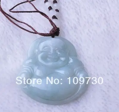 

dh 0041 Light Green 100% Natural A Jade jadeite pendant Happy Buddha