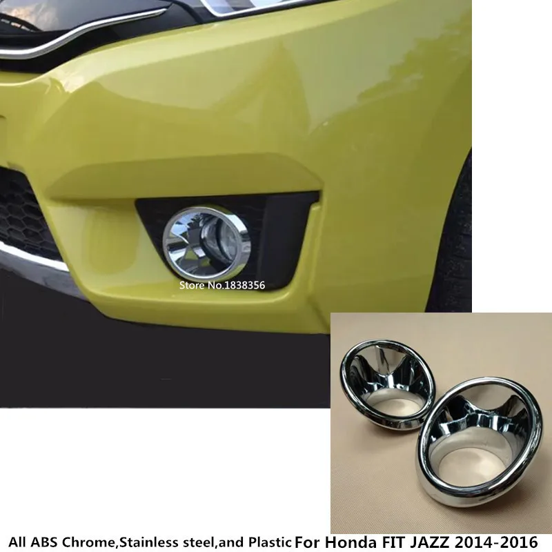 

Hot sale car Styling cover detector ABS Chrome front head fog Light Lamp Trim frame moulding For Honda FIT JAZZ 2014 2015 2016
