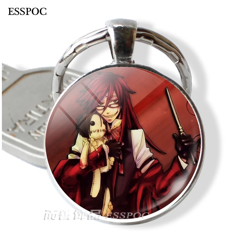 Черный Батлер металлический брелок Kuroshitsuji Ciel Phantomhive Sebastian Grell Madame Red Emblem Аниме Манга брелок для ключей - Цвет: as show