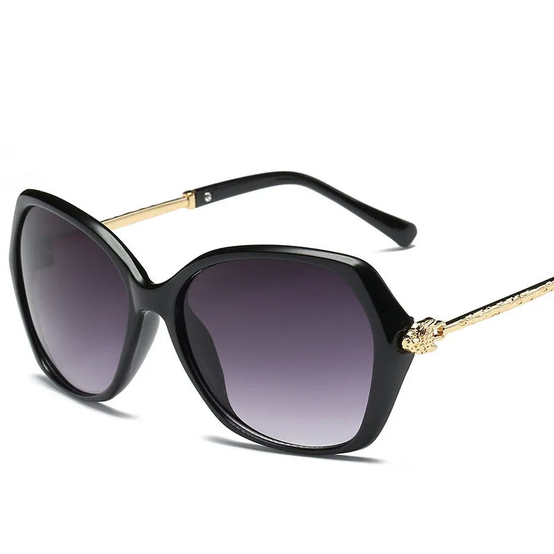 LeonLion, женские солнцезащитные очки с большой оправой, фирменный дизайн, роскошные классические солнцезащитные очки, вечерние, для путешествий, Lunette De Soleil Femme - Цвет линз: Black Gray