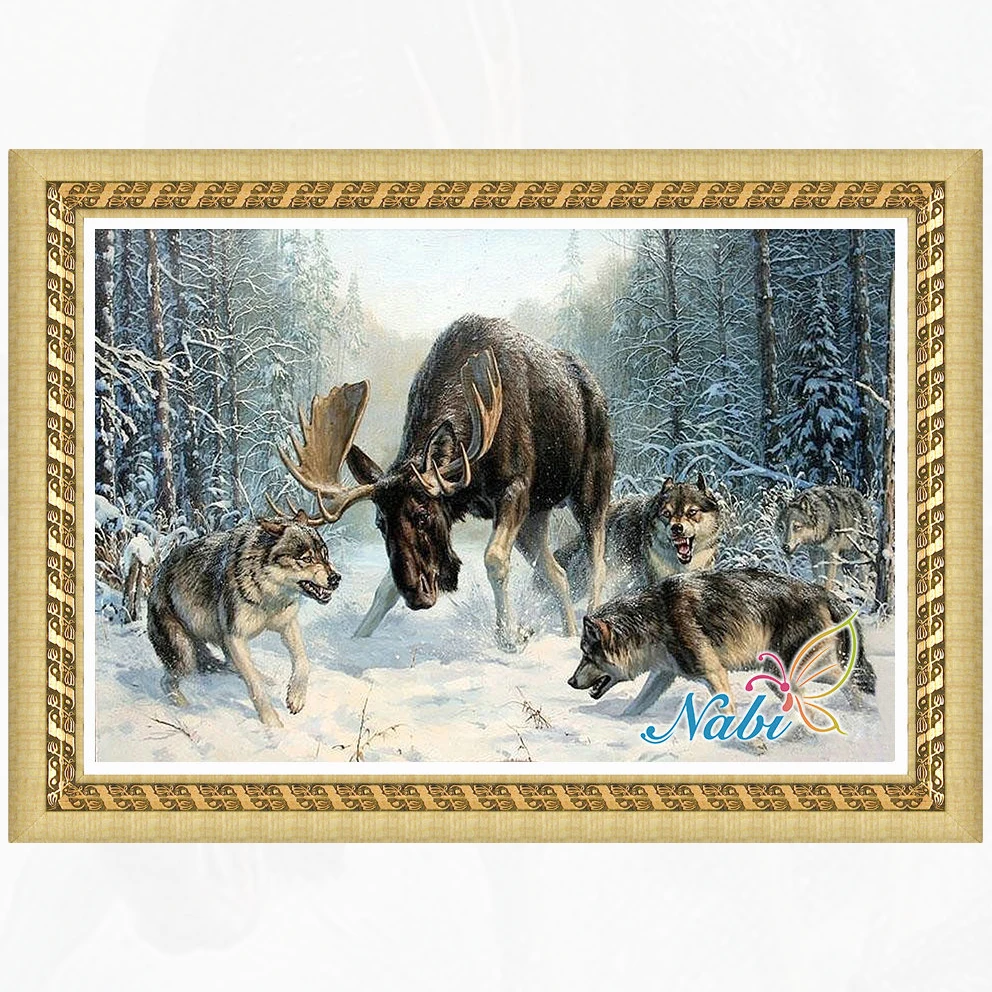 

animals wolf rubiks cube dmc rhinestone 4165R - Round Diamond embroidery cross stitch diamond mosaic painting