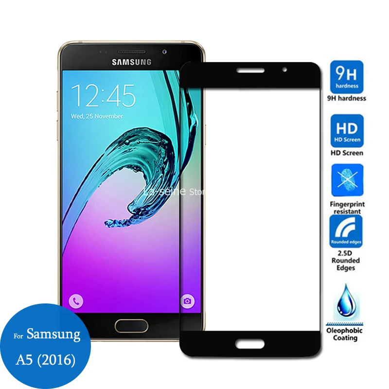 

For Samsung Galaxy A5 (2016) Tempered Glass Full Cover Screen Protector 9H 2.5D Premium Protective Film On A 5 A510F A510M 5.2'