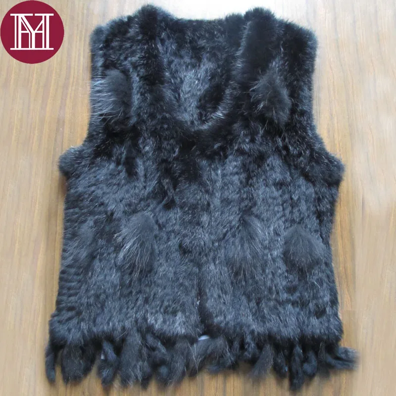 

2018 New fashion women real rabbit fur vest with tassel lady knitted natural rabbit fur coat good quality lose sale