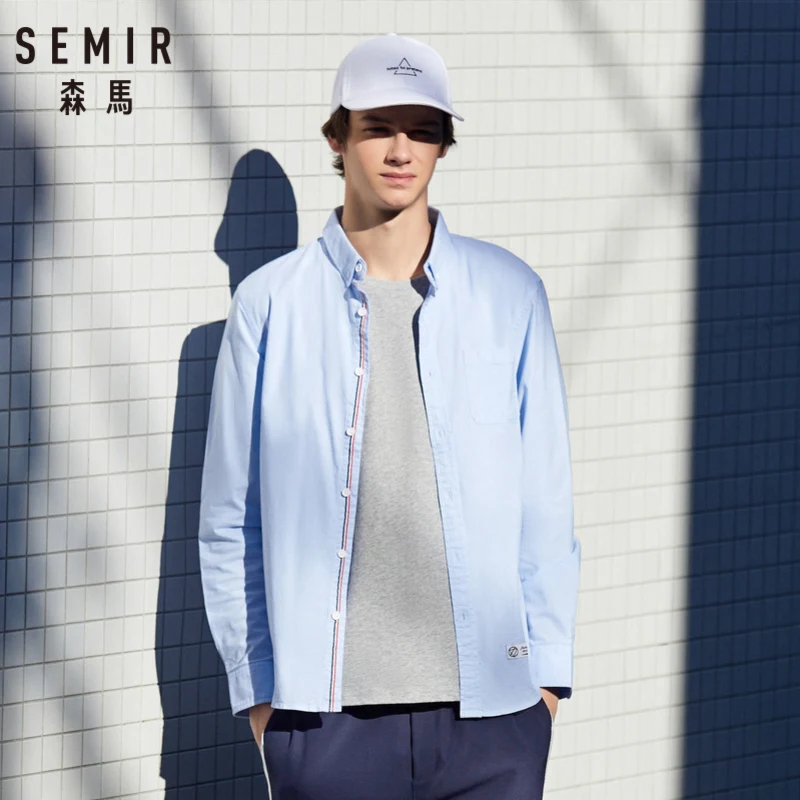 SEMIR Мужская классическая рубашка оксфорд с отложным воротником мужская