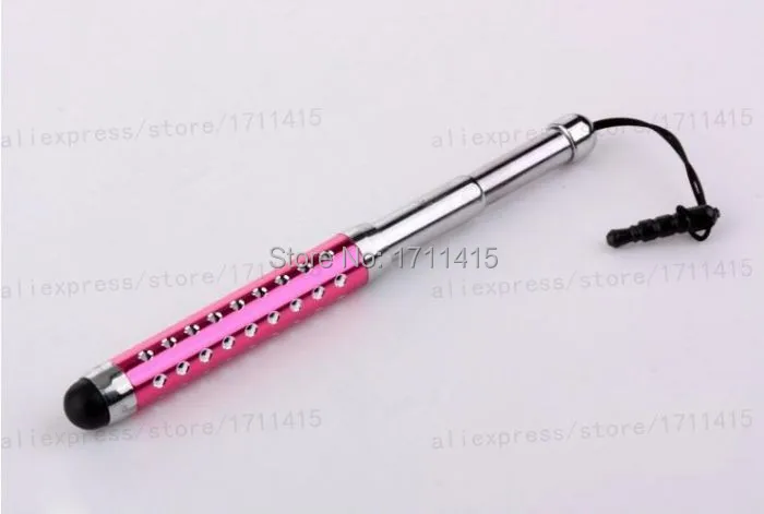 Мини Кристальный расширяемый емкостный экран Стилус сенсорная ручка выдвижные ручки с анти-пылевым штекером для iPhone 5 5S 5c 6 планшетный ПК