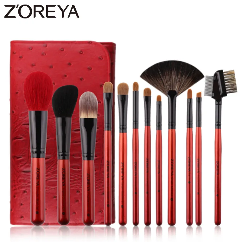 Zoreya Brand 12pcs Super Quality Goat Hair Makeup Brush Set Soft Synthetic Fiber Cosmetic Kit Lip Concealer Blending Brushes Zoreya Brand 12pcs Super Quality Goat Hair Makeup Brush Set Soft Synthetic Fiber Cosmetic Kit Lip Concealer Blending Brushes