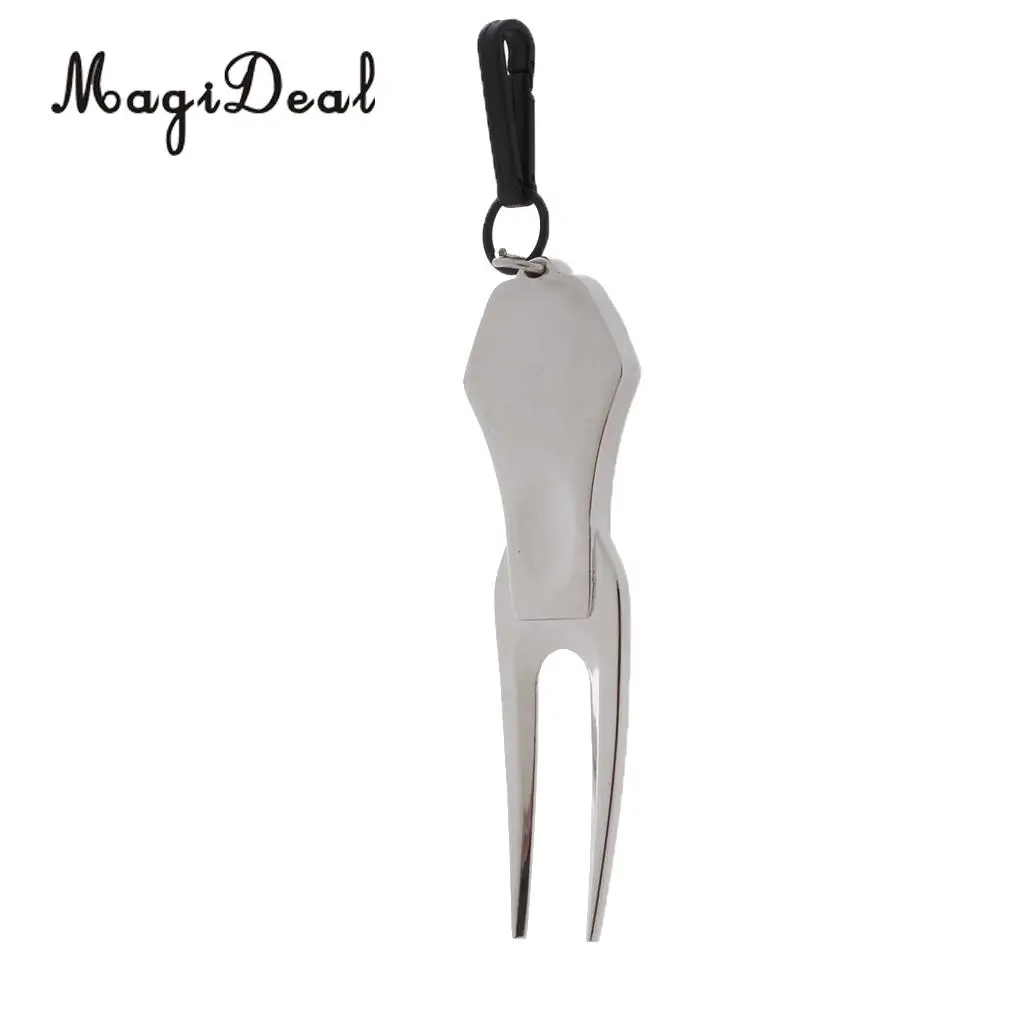 MagiDeal Alloy Golf Putting Green Divot Tool Lawn Repair with Ball Mark Golf Gift