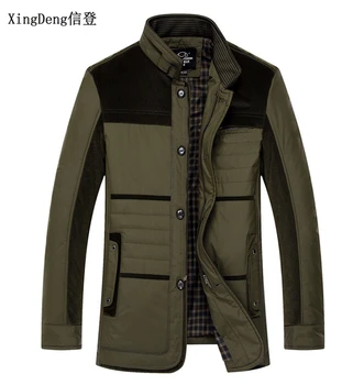 

XingDeng fashion Winter Jacket 80s Clothing Warm Causal Jacket Men Parkas Cotton Banded Collar Male top Overcoat