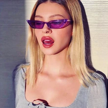 Ретро Солнцезащитные очки женские брендовые маленькие фиолетовые красные винтажные Ретро солнцезащитные очки прямоугольные женские желтые очки Oculos