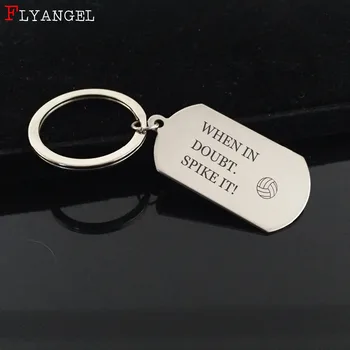 

Fashion Jewelry Stainless Keyring Personalized Engraved WHEN IN DOUBT SPIKE IT Volleyball Key Chain For Men Women Ball Fans Gift