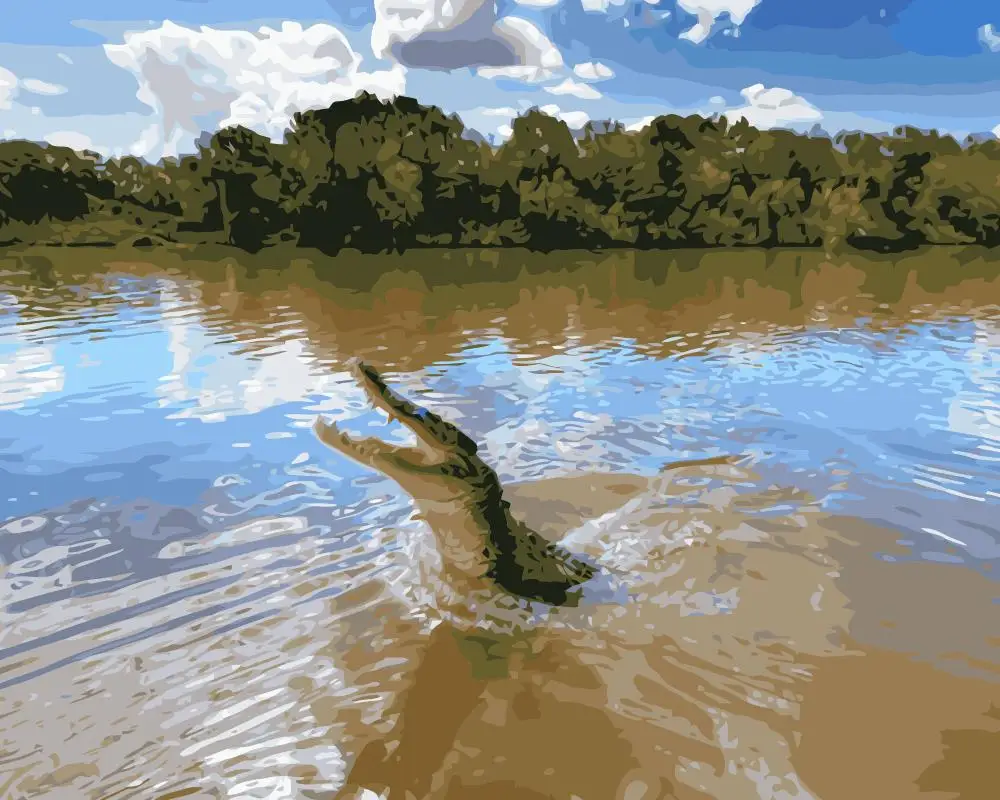MaHuaf-j464 Funny Crocodile DIY Painting Kit Paint By Numbers Kit DIY Oil Painting On Canvas Gifts Wall Art 