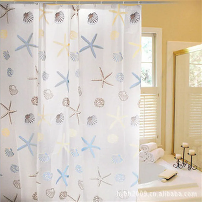 180*200cm Starfish Shells Pattern Shower Curtains Bathroom Curtains