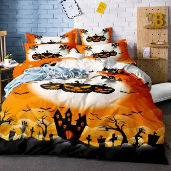 

Halloween Skull Bedding Set Home Textile Queen Size Bed Sheets Set Linen Sheets Quilt Cover Pillow Case Set