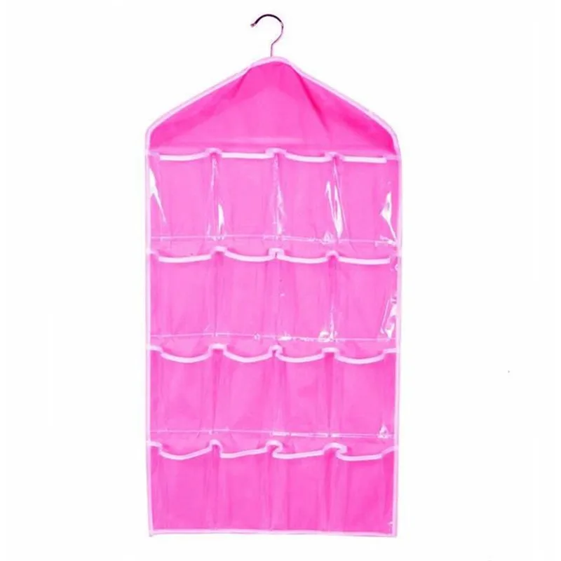 Household Clear Hanging Hanging Pockets Bag Socks Bra Underwear Rack Hanger Storage Organizer Wardrobe - Color: MR