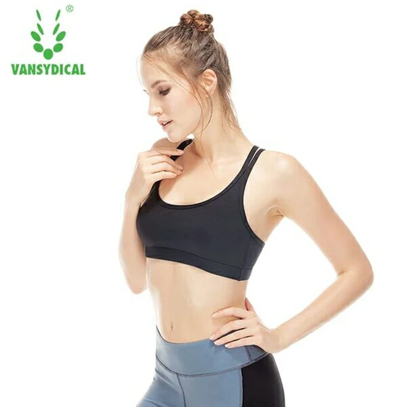 Vansydical Sport Bras Professional Running Shockproof Push Up Womens Yoga Bras Fitness
