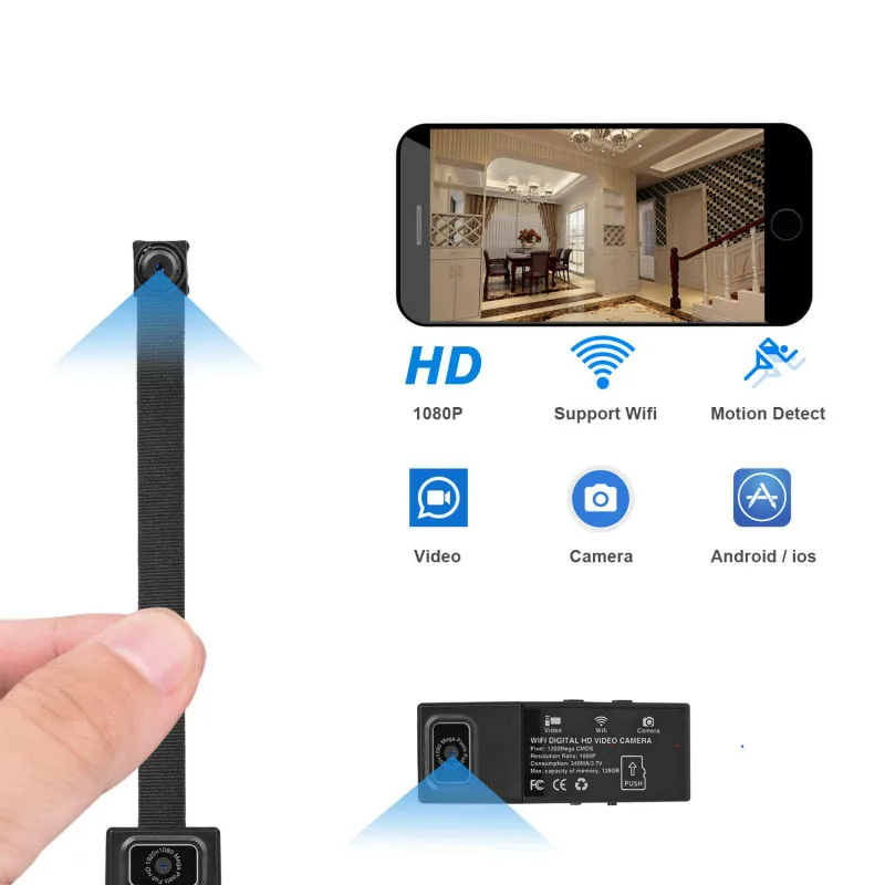 

HD 1080P DIY Portable WiFi IP Mini Camera P2P Wireless Micro webcam Camcorder Video Recorder Support Remote View TF card