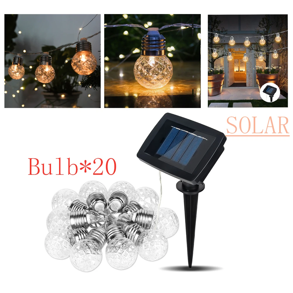 

Solar Light String 10/20LED Pineapple Bulb String Light Outdoor Party Christmas Day Decorative Lantern Garden Decoration