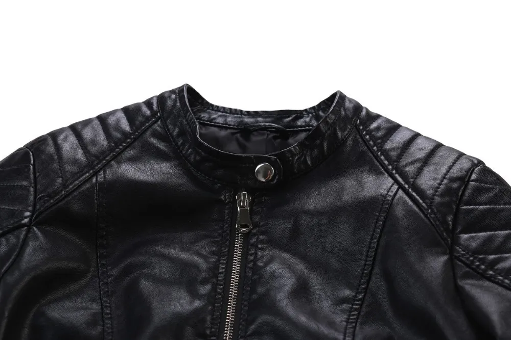 2020 Fashion Women Elegant Zipper Faux Leather Biker Jacket in Brown Black Slim Ladies Coat Casual brand Motorcycle Leather Coat