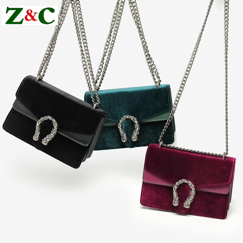 

2018 Luxury Fashion Velvet Women Shoulder Crossbody Bag High Quality Casual Chain Hit Color Messenger Bag Purse and Handbags Sac