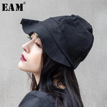 

[EAM] 2020 New Spring Summer Round Dome Fold Split Joint Burr Temperament Fishermen Hat Women Fashion Tide All-match JW526