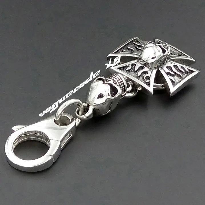 Брелок для ключей в стиле панк модный из нержавеющей стали 316L с пламенем и