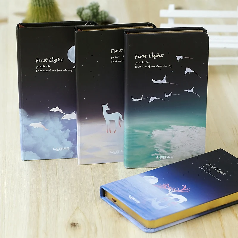 

2PCS LENWA The First Light Series Notebook Creative Vintage Portable Small Hardcover Notebook