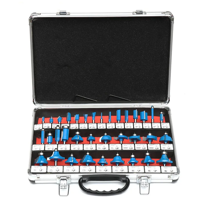 

Big Promotion 35pcs 1/4" Professional Shank Tungsten Carbide Router Bit Set Wood Case Work Tool Kit Milling Cutter Router Set