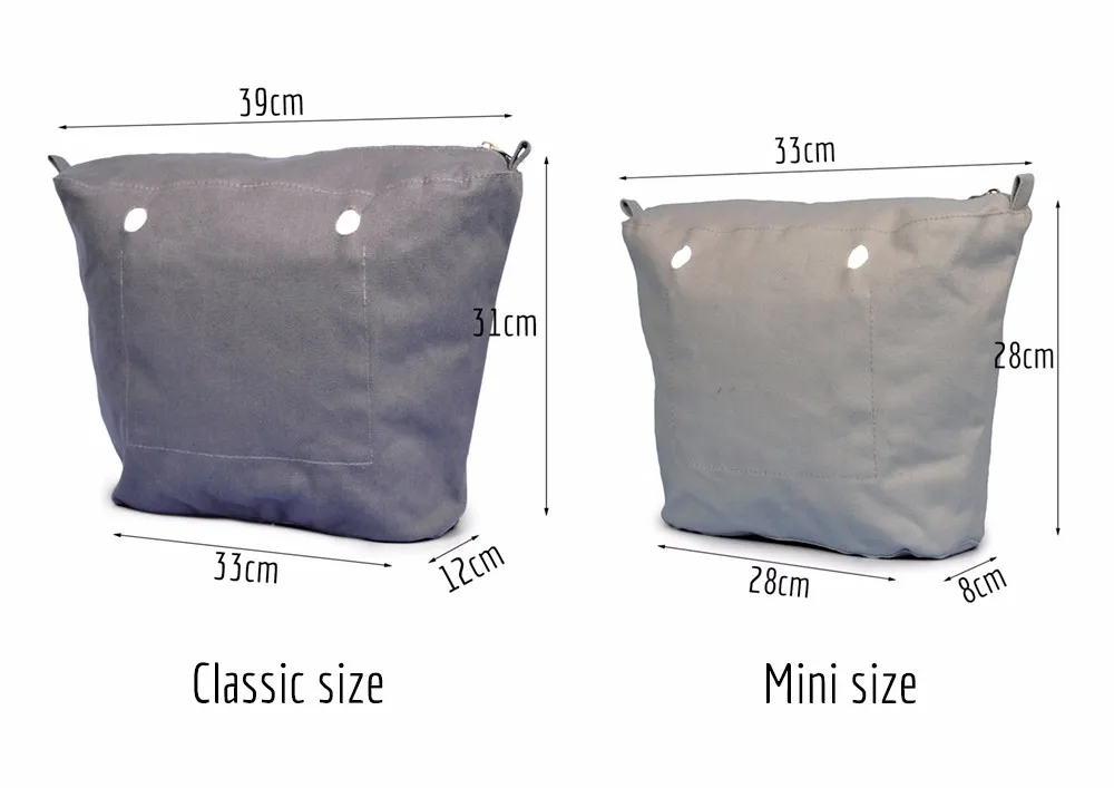 TANQU New Waterproof Inner Bag Organizer Insert Zipper Pocket for Classic Mini Obag Canvas Material for O Bag