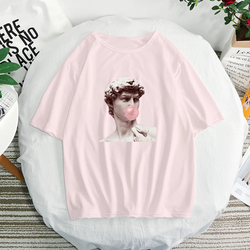 

2019 new summer David funny pink print shirts women cotton Short sleeve top graphic Fashion casual female clothes Harajuku
