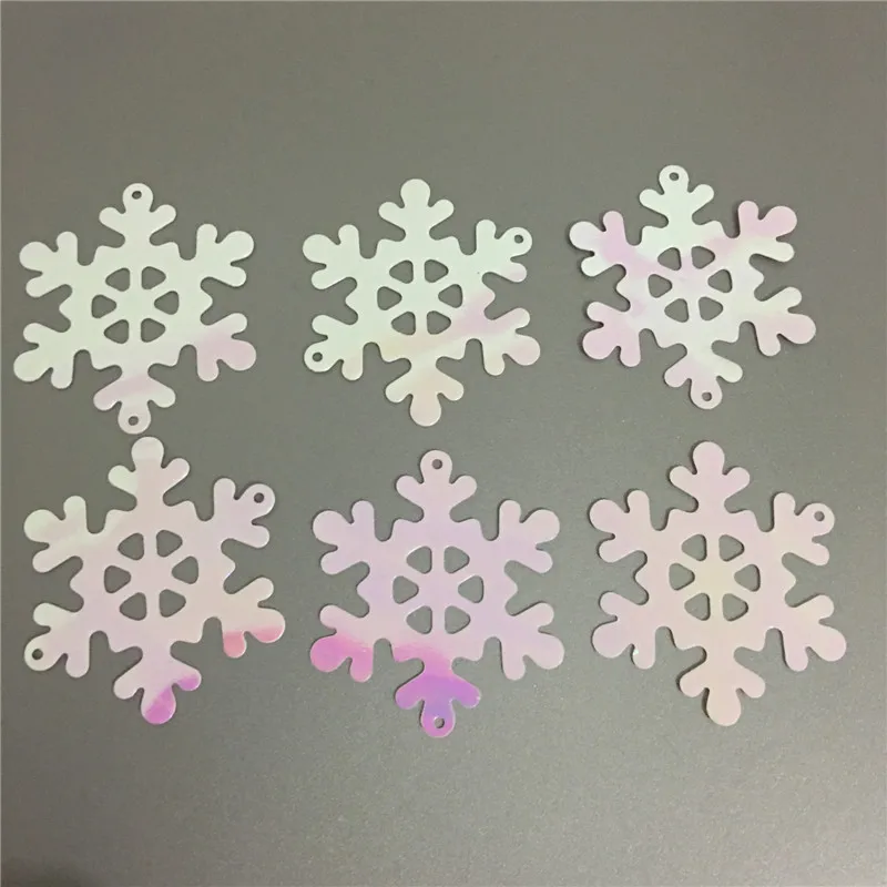 200pcs White AB Large 40mm snowflake Loose Sequins PVC Flat Round