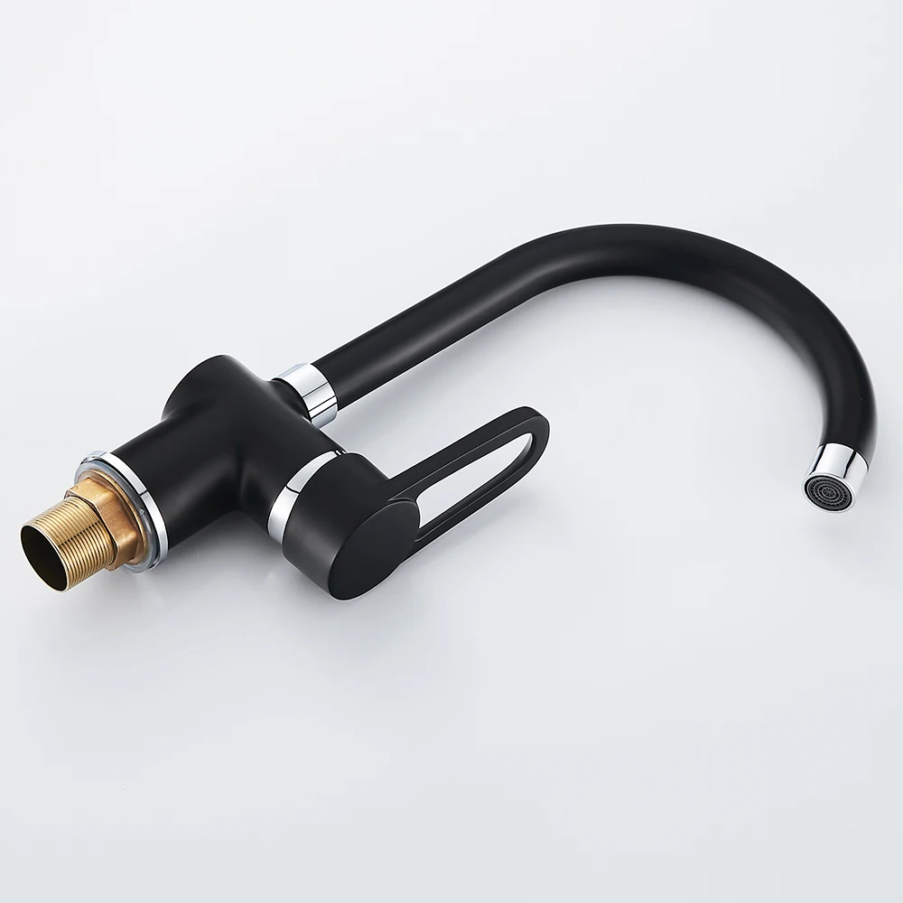 Brass Kitchen Faucet Black Brass Faucet 360 Degree Swivel Single Hot And Cold and Water Handle Sink Vintage Kitchen Mixer Tap