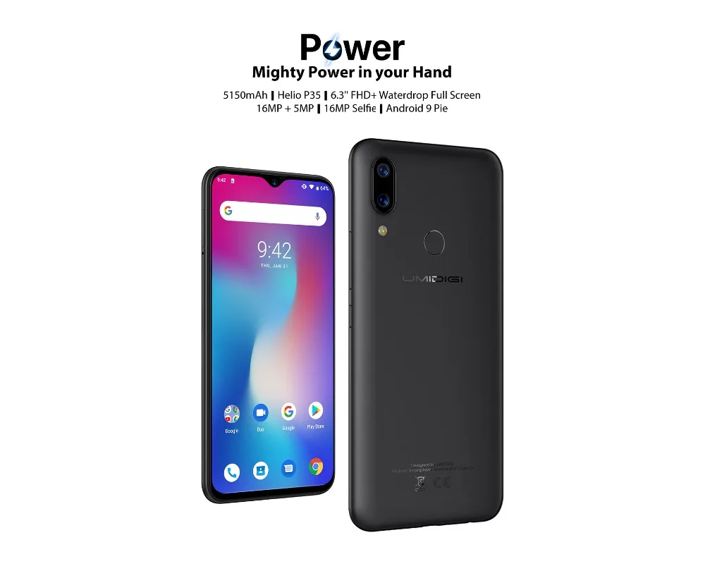 UMIDIGI power Global Band Android 9,0 Восьмиядерный мобильный телефон 64 ГБ 4 ГБ 6," 16 Мп+ 5 Мп камера 5150 мАч Быстрая зарядка NFC 4G смартфон