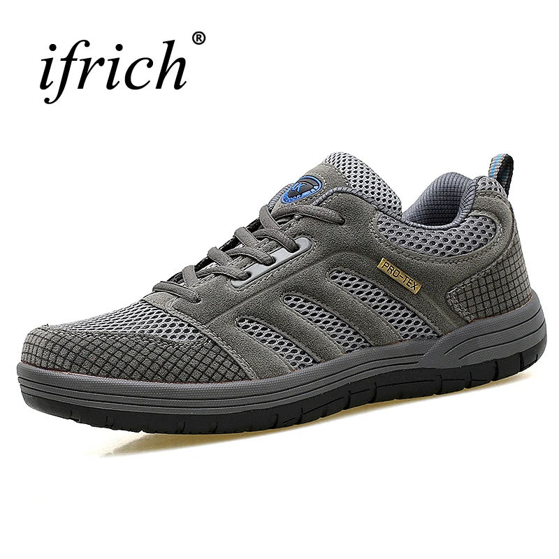 Outdoor Shoes Men Brand Breathable Climbing Shoes Men Hiking Spring/Summer Men Walking Sneakers Brown/Gray Mens Shoes Sports