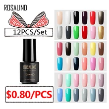 Выберите 12 ROSALIND 7 мл Гель-лак набор для маникюра дизайн ногтей Полупостоянный УФ-гель замачивающийся сверху белый праймер для ногтей