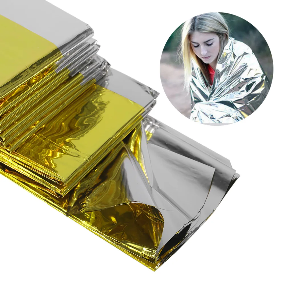 

2018 New 160*210cm Emergency Blanket Lifesaving Thermal Insulation Sunscreen Blanket Gold Silver Double Color Hot Selling