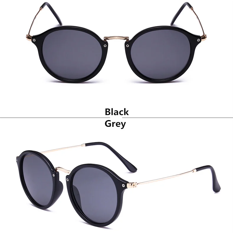 Новое поступление, круглые солнцезащитные очки, Ретро стиль, для мужчин, wo, фирменный дизайн, солнцезащитные очки, Ретро стиль, зеркальное покрытие, UV400 - Цвет линз: Black-Grey