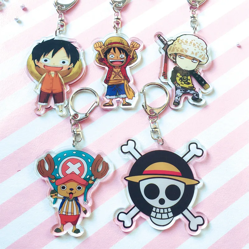 

Japanese Anime One Piece Keyrings Cartoon Figure Luffy Chopper Zoro Car Key Chains Holder Best Friend Graduation Christmas Gift