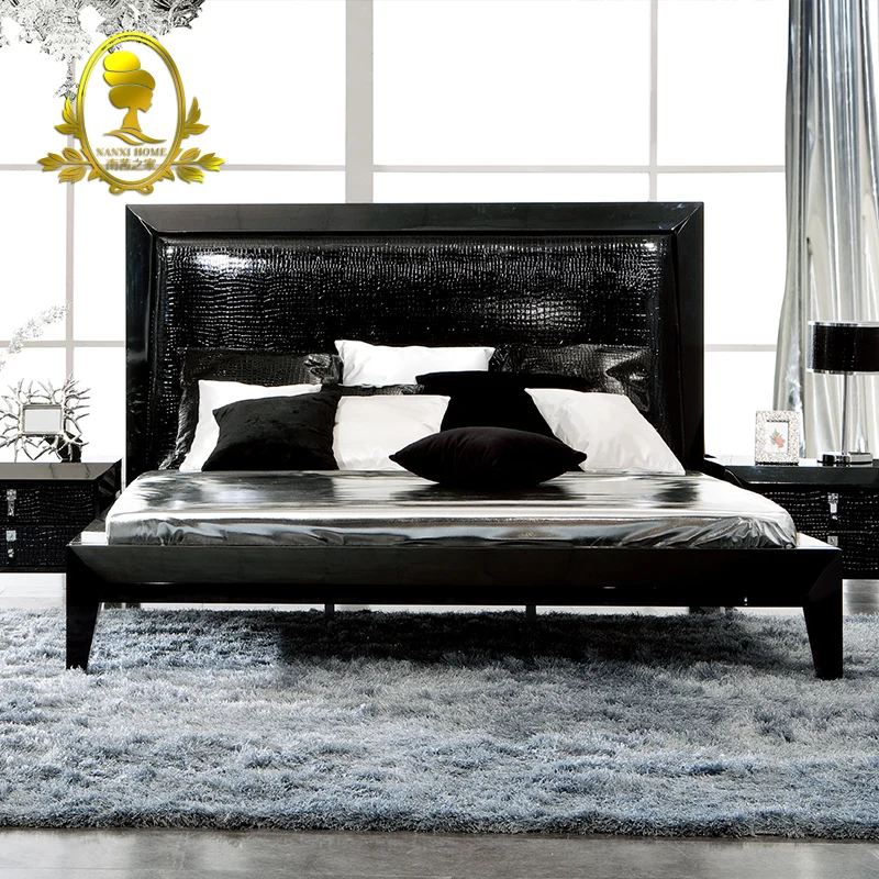 Modern Bedroom Furniture Black Color Gross Painting Bed