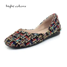 Женская обувь; летние женские лоферы на плоской подошве; Женская Повседневная тканая обувь на плоской подошве; разноцветная обувь без застежки; Mujer; большие размеры 40, 41, 42, 43, 44